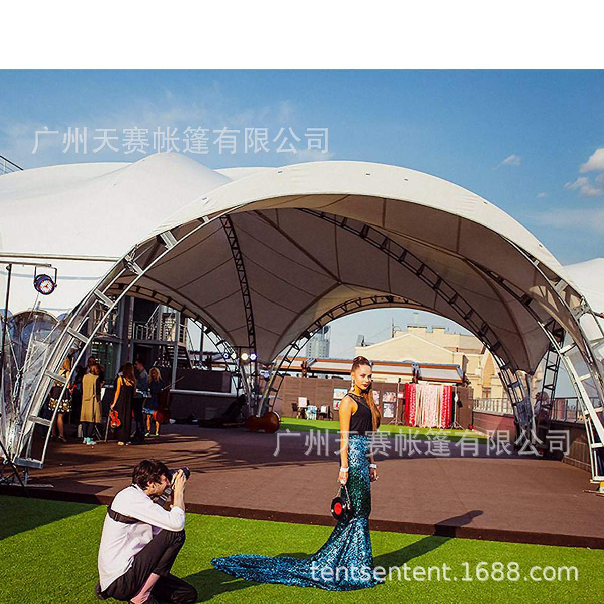  抗强风拱形钢结构40人户外活动婚礼宴会促销帐篷一件代发|ru