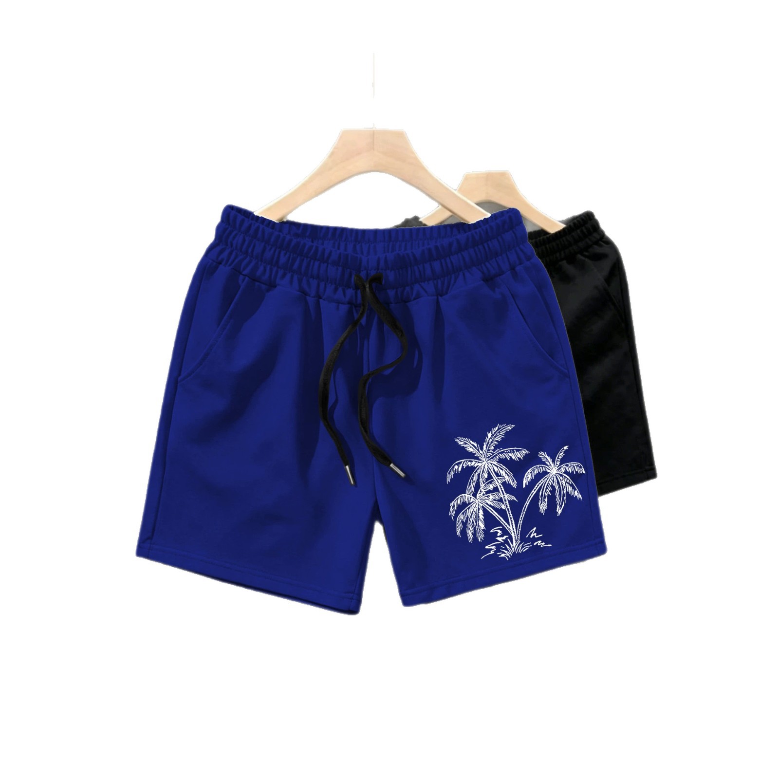 New Summer Style Coconut Tree Print Men's Three Quarter Swim Trunks, Quick Drying Beach Sports Shorts, Casual Sports Shorts_voghion.com
