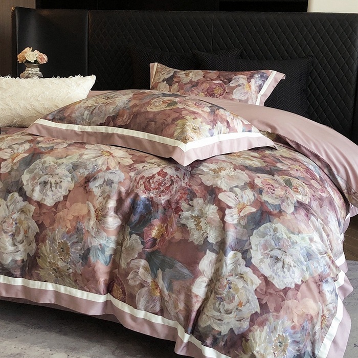 100-Count Printed Long-Staple Cotton Four-Piece Set, Xinjiang Long-Staple Cotton Quilt Cover, Bed Bed Sheets, Pillowcase, Hotel-Grade Texture, Comfortable for Sleeping Naked