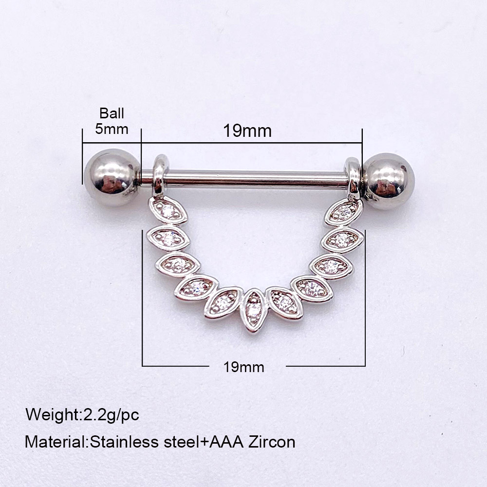 Fashion Leaf Star Wings Stainless Steel Inlaid Zircon Nipple Ring 1 Piece display picture 1