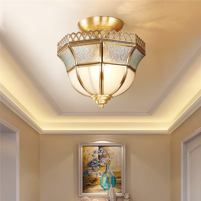 美式全铜玄关吸顶灯过道灯走廊灯简约现代入户灯欧式复古阳台2031