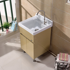 5YA1批發不鏽鋼陽台洗衣櫃單櫃洗手台陶瓷置物架家用落地式水槽