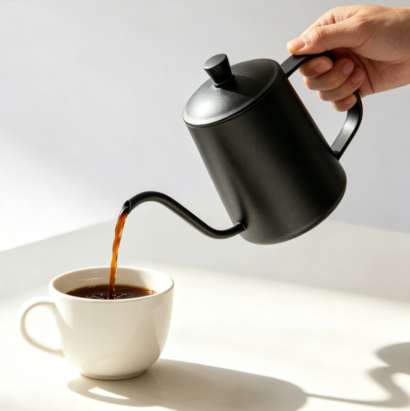 304 Stainless Steel Pour-Over Coffee Pot with Fine Spout, Long Spout Kettle, Drip Coffee Pot for Home and Cafe Use