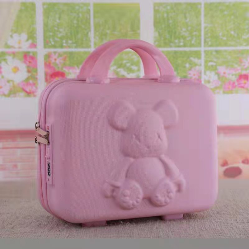 Maleta equipaje caso cosmético 14 pulgadas dibujos animados lindo oso contraseña bloqueo caja de almacenamiento mano regalo oso caja