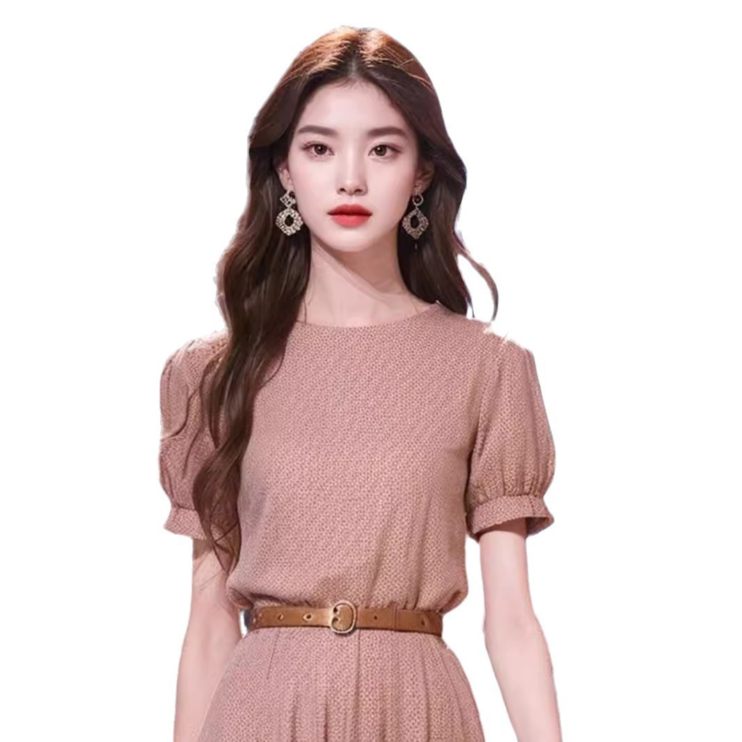 Đầm maxi nữ thắt eo cotton linen phong cách Pháp tôn dáng quả lê — Váy dán đậu