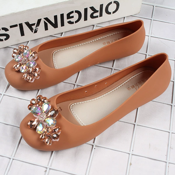 838 round head flash diamond three flowers-orange bottom golden flower