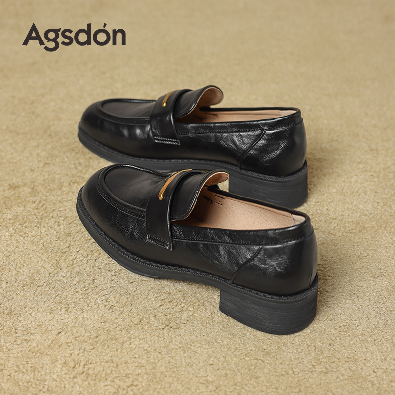 Zapatos de Lefour para mujeres 2026 nuevos zapatos de cuero británicos de primavera retro zapatos de sola plana