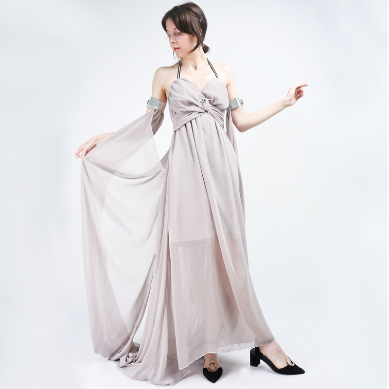 权利的游戏cos服 丹妮莉丝灰色连衣长裙万圣节cosplay舞台表演服|undefined