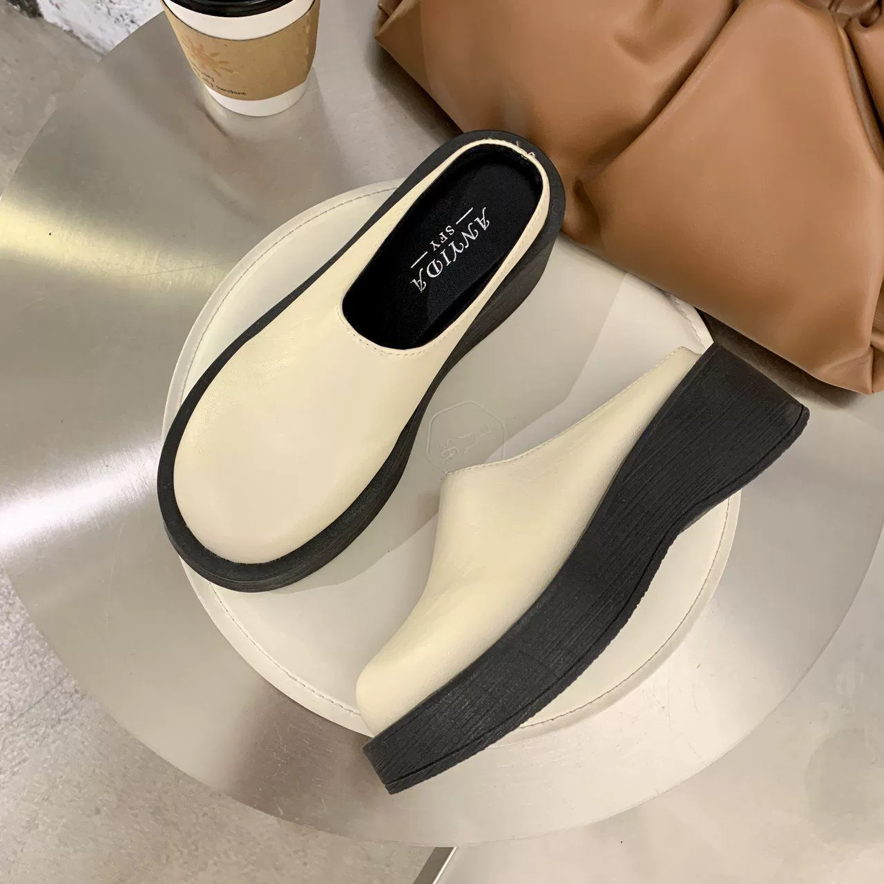 Винтажные туфли на платформе, женские сандалии из натуральной кожи, тапочки на высоком каблуке, летняя верхняя одежда, тапочки на танкетке