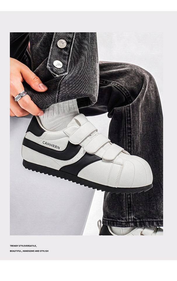 Giày sneaker nam mũi tròn khóa dán kiểu Đức huấn luyện, đế bằng gót thấp 1–3 cm, phối màu trơn — A2862 màu trắng, A2862 màu vàng, A2862 màu đen chi tiết 17