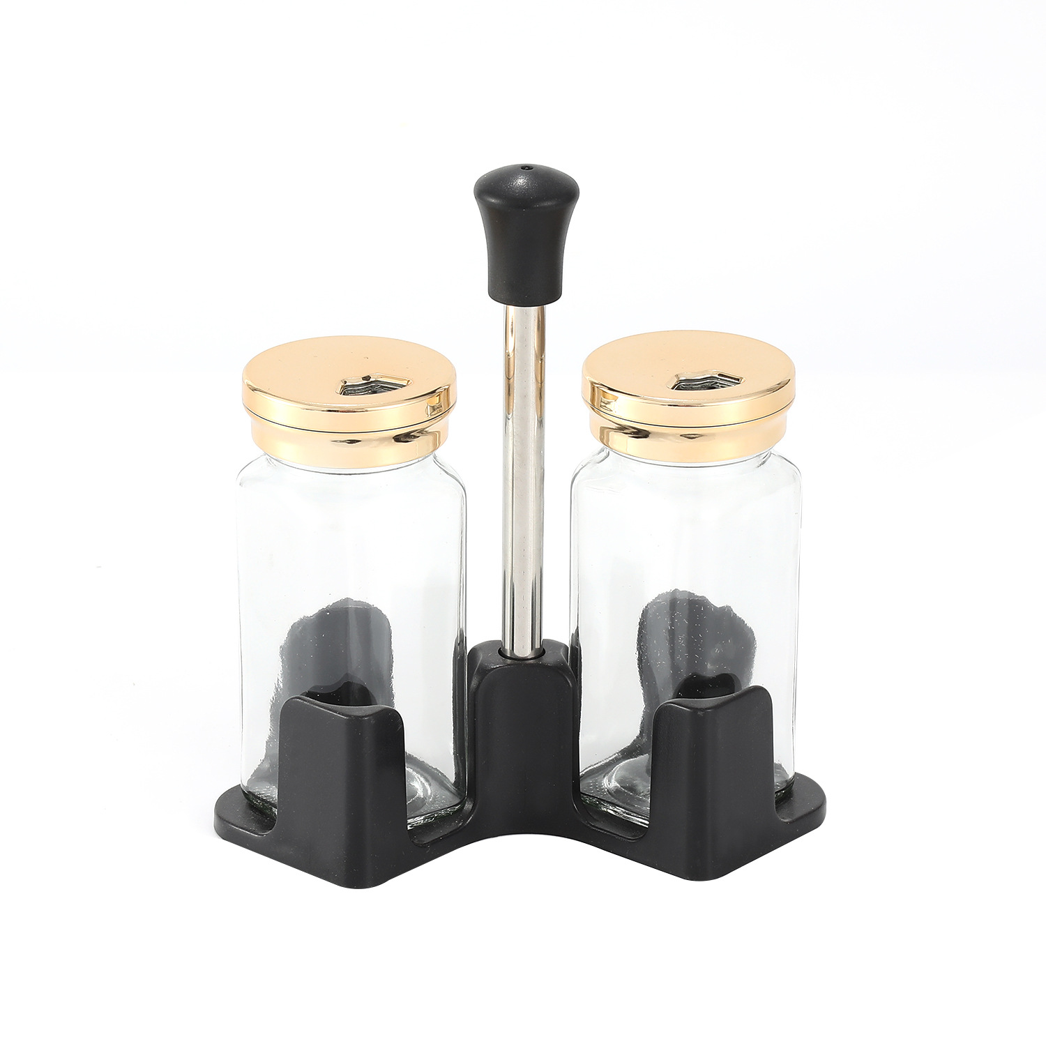 Botella de condimento de vidrio de cocina ligera de lujo al por mayor humedad lata de sal condimento lata de botella de sal