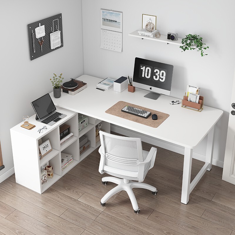Corner Desk Bookshelf Integrated Table L-Shaped Computer Table Home Student Writing Desk Corner Desk Bedroom Table