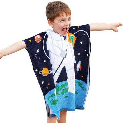 pure cotton Toweling children Bathrobe Cartoon animal cloak Cape Bathrobe Large Cotton bath towel Big boy beach towel