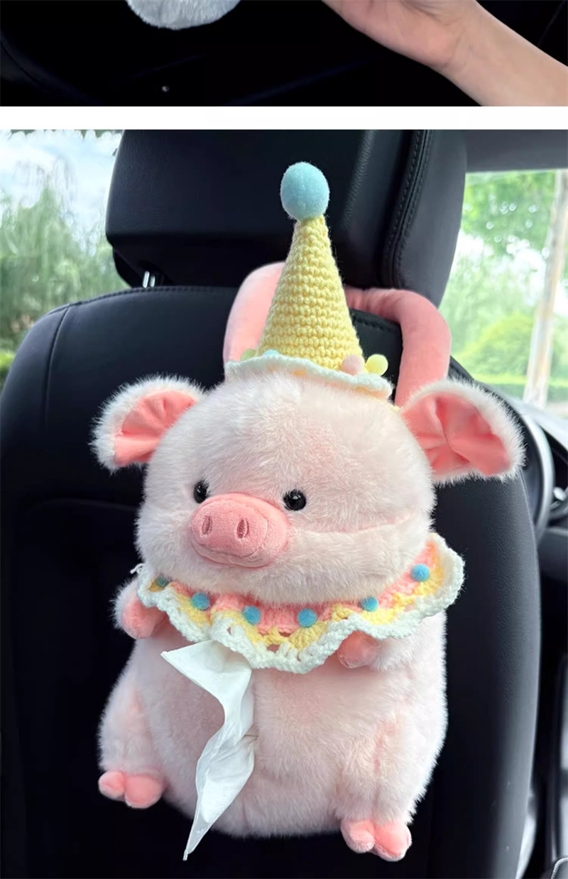 Cute Little Elephant Car Tissue Box Car Seat Back Hanging Tissue Box Household Plush Doll Tissue Bag