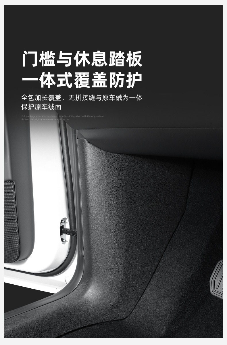 Suitable for Tesla Model Yl Front and Rear Door Sill Strips, Felt Protective Panels, Anti-Kick Pads, Tpe Soft Rubber, Dirt-Resistant