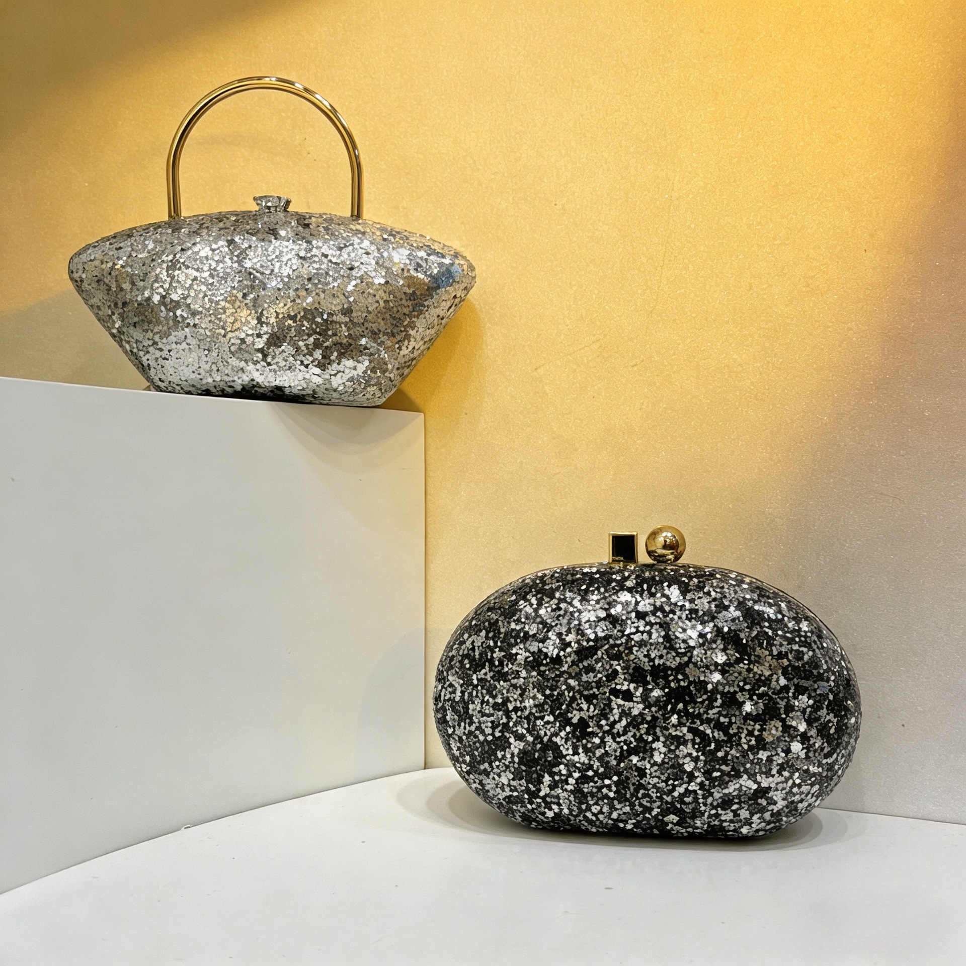 Bolsa de cena de damas transfronterizas de metal portátil de moda acrílico de caña elegante bolsa de cena idílica retro