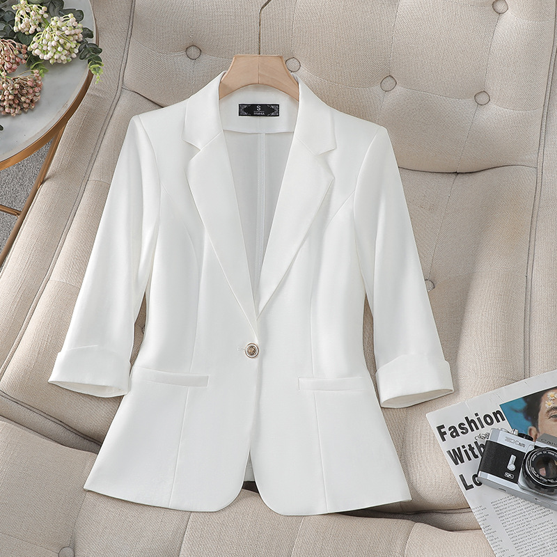 White Slim-fit Short Small Suit Jacket Women's 2025 New Spring and Summer Thin Casual Design Elegant Suit