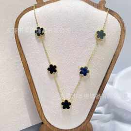 15mm五叶花钛钢不掉色项链女时尚简约风高级感饰品厂家饰品批发