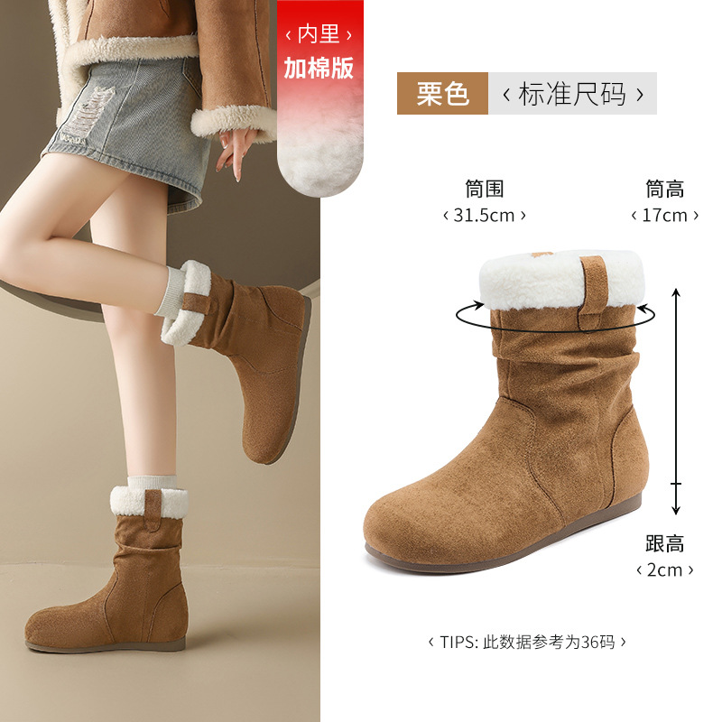 Botas de nieve de león antiguo para mujeres 2025, nuevo invierno de lana gruesa de pila Bocken botas cortas de tubo medio botas Martin