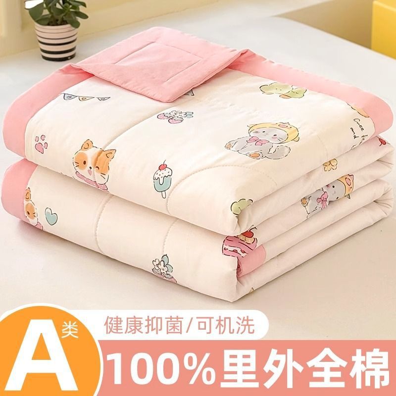 Edredón de verano para niños, algodón puro, lavable a máquina, princesa de dibujos animados, niñas, jardín de infantes, bebé, edredón para aire acondicionado, fino, Clase A