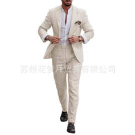 2025跨境春秋新款欧美时尚翻领修身开衫气质西装外套女式西装套装
