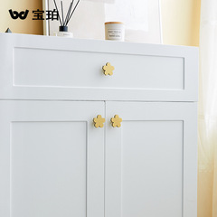 個性創意櫻花黃銅拉手金色單孔衣櫃門把手北歐現代簡約高檔櫥櫃門