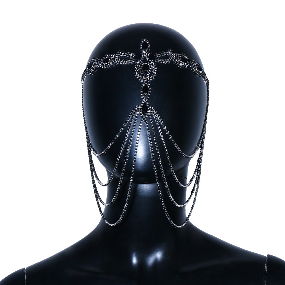 Cross-border New Exaggerated Rhinestone Black Mask European and American Makeup Party Party Facial Hair Accessories Female Mask