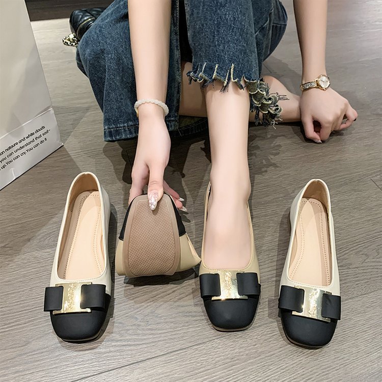 Pantofi unici cu toc gros, cu vârf rotund, femei, primăvară și vară, temperament nou, care se potrivește culorile, gură superficială, franceză, cu talpă moale, joasă_voghion.com