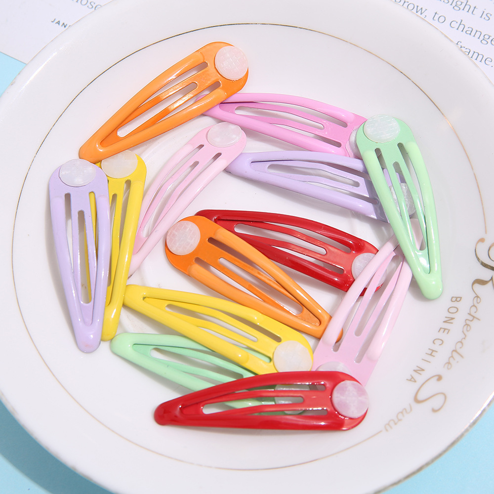 Macaron color de los niños BB clip 5cm gota de agua horquilla DIY coreano caramelo cinta bandeja de junta horquilla accesorios para el cabello