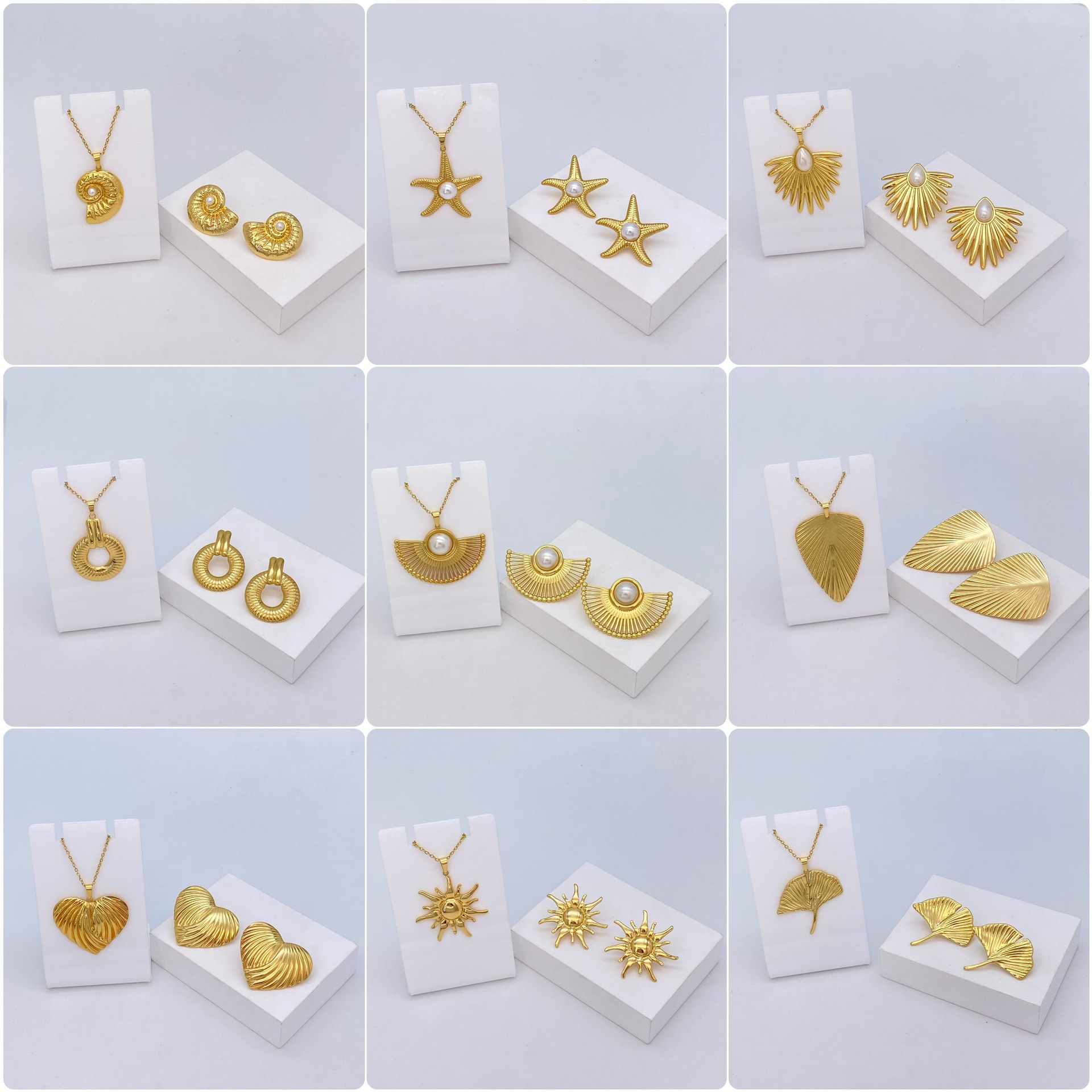 Conjunto de joyería con pendientes de corazón floral y collar_voghion.com
