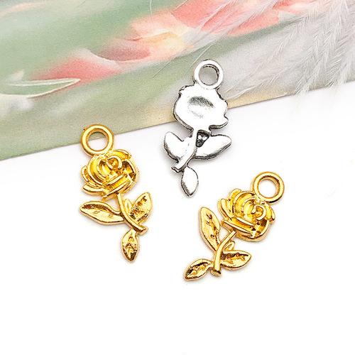 1 Alloy Rose Pendant Creative DIY Bracelet Necklace Pendant Accessory Vintage Alloy Mini Charms