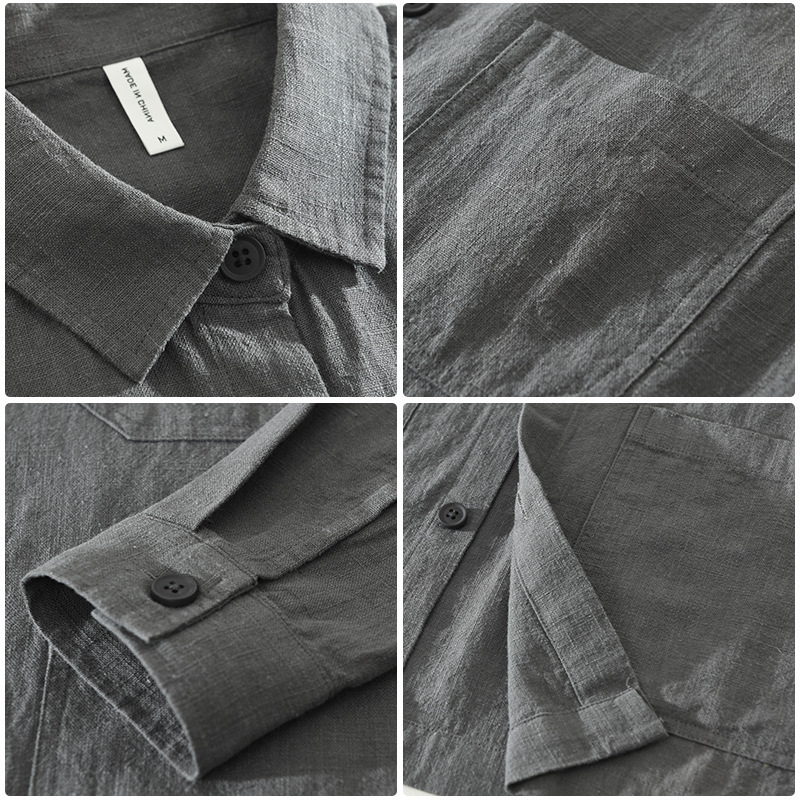 7205日系レトロでシンプルな長袖シャツ男性ファッション|undefined