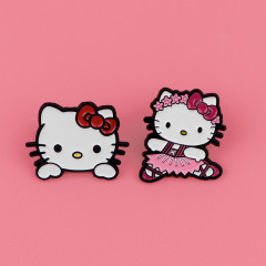 貓咪紅色蝴蝶胸針徽章服裝背包飾品配飾別針合金胸章外貿熱銷