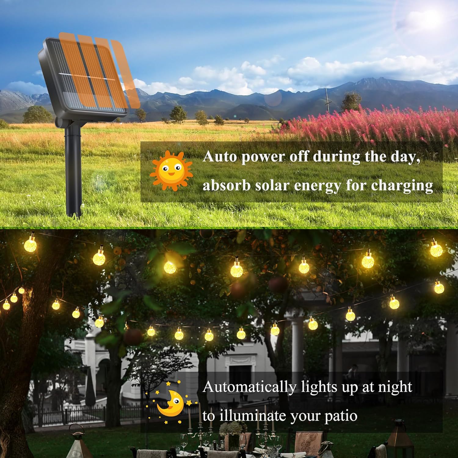 太陽能led燈串戶外露營氛圍燈節日裝飾燈星星彩燈氣泡球燈串批發