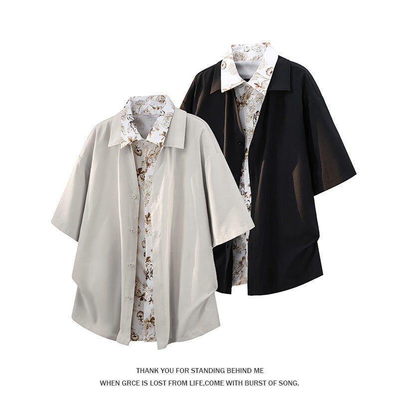 2026 Summer New American Retro Short-Sleeve Shirt with High-End Design and Layered Texture, Ice Silk Shirt Jacket for Men, Cross-Border 2026 Summer New American Retro Short-Sleeve Shirt with High-End Design and Layered Texture, Ice Silk Shirt Jacket for Men, Cross-Border