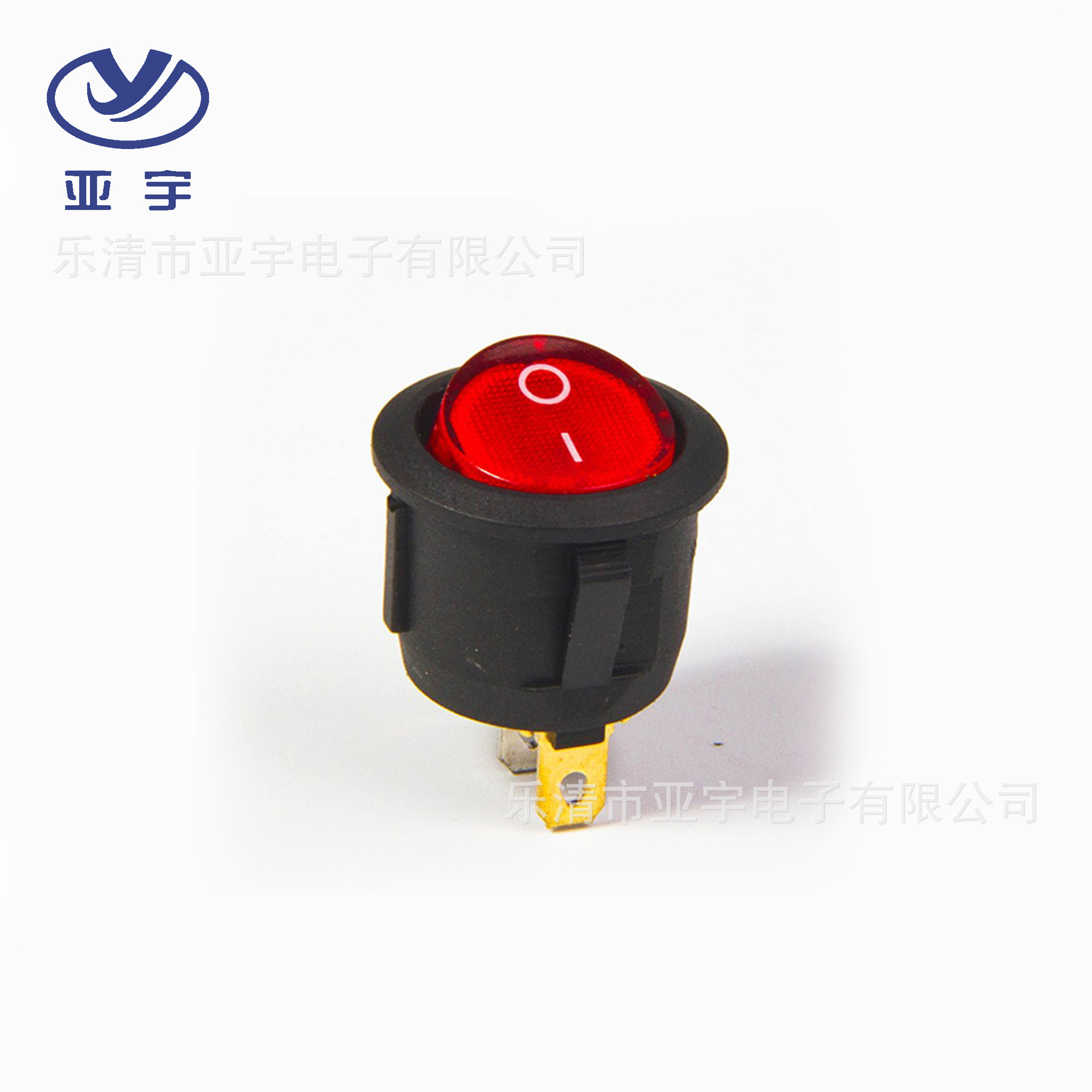 KCD1-105全圆船型开关 圆形两档安装孔 红色指示翘形开关开孔