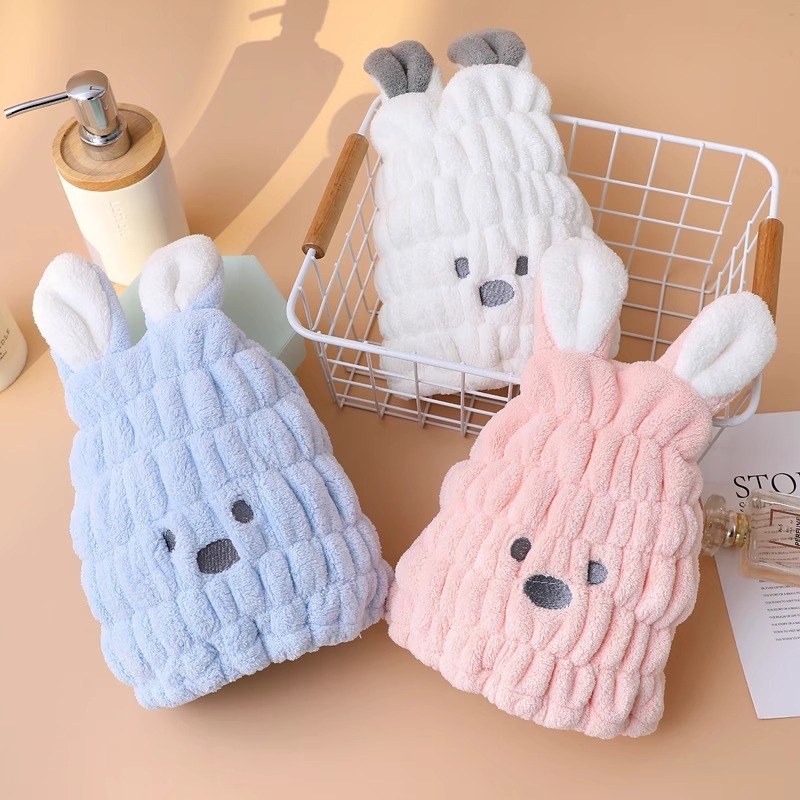 子供用ヘアドライキャップ、かわいい漫画刺繍のうさぎ耳、吸水性のあるコーラルベルベットのヘアタオル、赤ちゃん用バスキャップ、うさぎ耳のデザイン|undefined