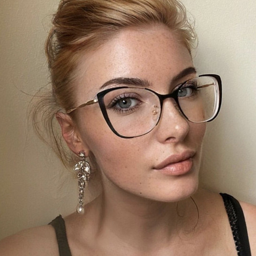 Retro black-framed no-makeup artifact cat-eye gold-rimmed glasses for women with degree myopia, high-end texture, round face, small face