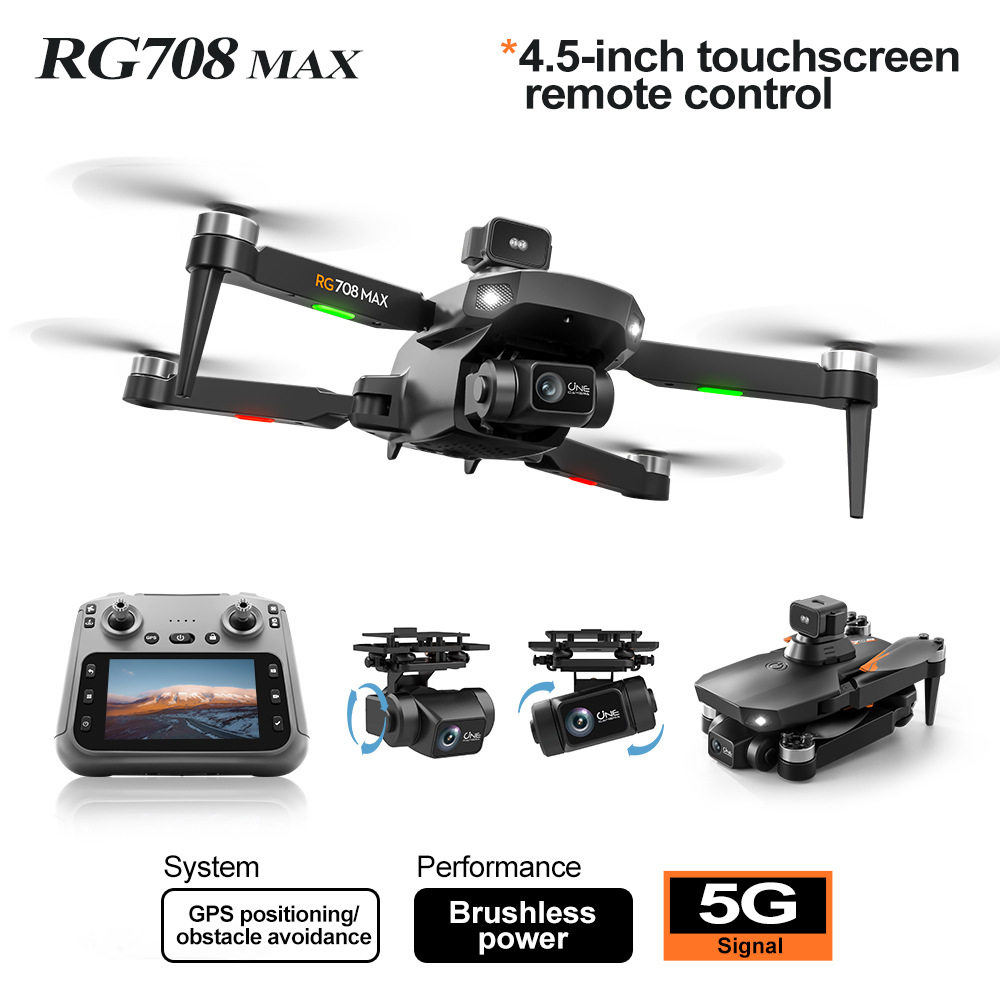 Rg708Max Cross-Border Exclusive Supply of Two-Axis Anti-Shake Gimbal Relay Digital Image Transmission 1080P High-Definition Aerial Photography Drone