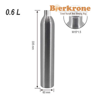 0.6L Aluminum Co2 Gas Cylinder Soda Water Cylinder Explosion-Proof High Pressure Soda Water Cylinder Gas Tank M18