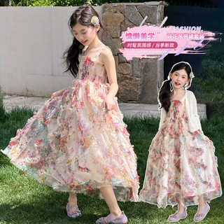 女童2026新款夏连衣裙儿童独特漂亮碎花裙子女孩海边度假风仙女裙