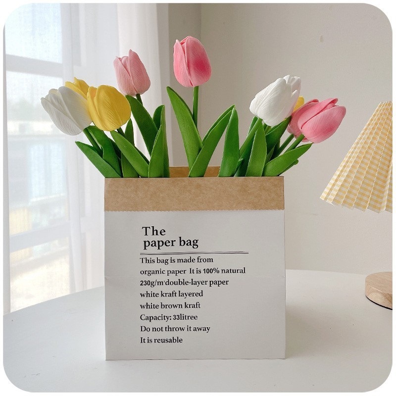 Flores florales Decoración de la sala de estar Decoración Decoración Ramo biónico Tulipán Flor seca de lujo ligero Flor falsa Decoración eterna