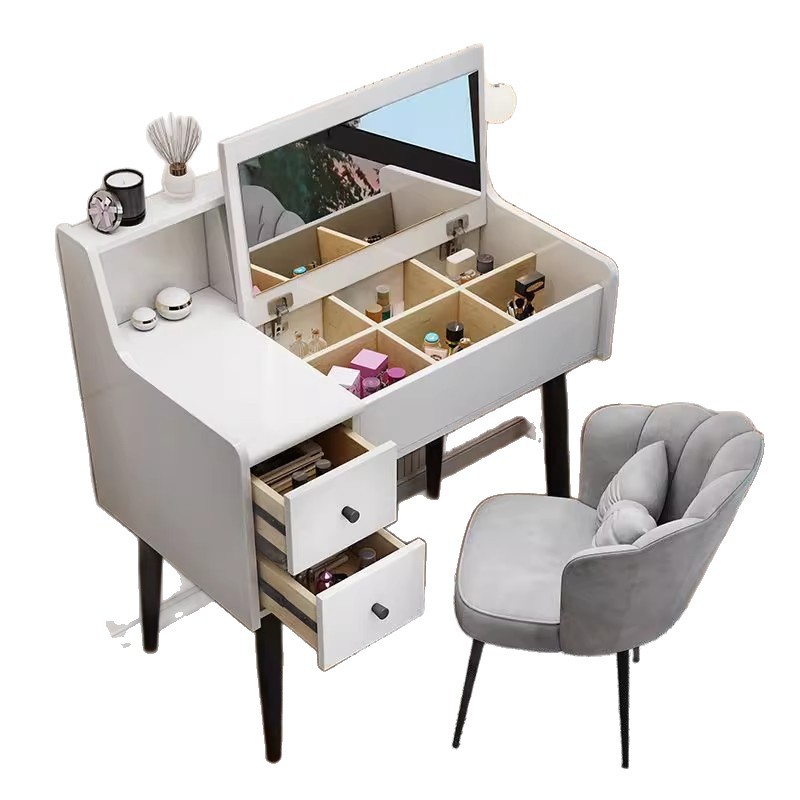 Comodador de dormitorio simple espejo moderno puede ocultarse tipo plegable con lámpara escritorio de maquillaje en una mesa de maquillaje espejo de maquillaje