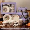 Luoying colorful 6 bowls, 6 spoons, 2 plates of high-end gift boxes