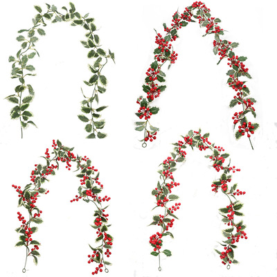 仿真藤条 圣诞红果浆果藤蔓 壁挂花艺 橱窗 节日气氛围装饰藤条