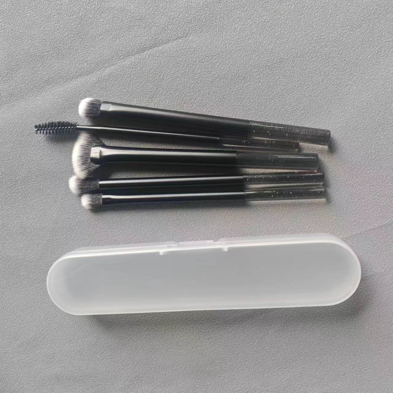 5 mini cepillo de maquillaje mango de cristal caja de almacenamiento a prueba de polvo cepillo de sombra de nariz cepillo de ojos conjunto completo cepillo de sombra de ojos transfronterizos