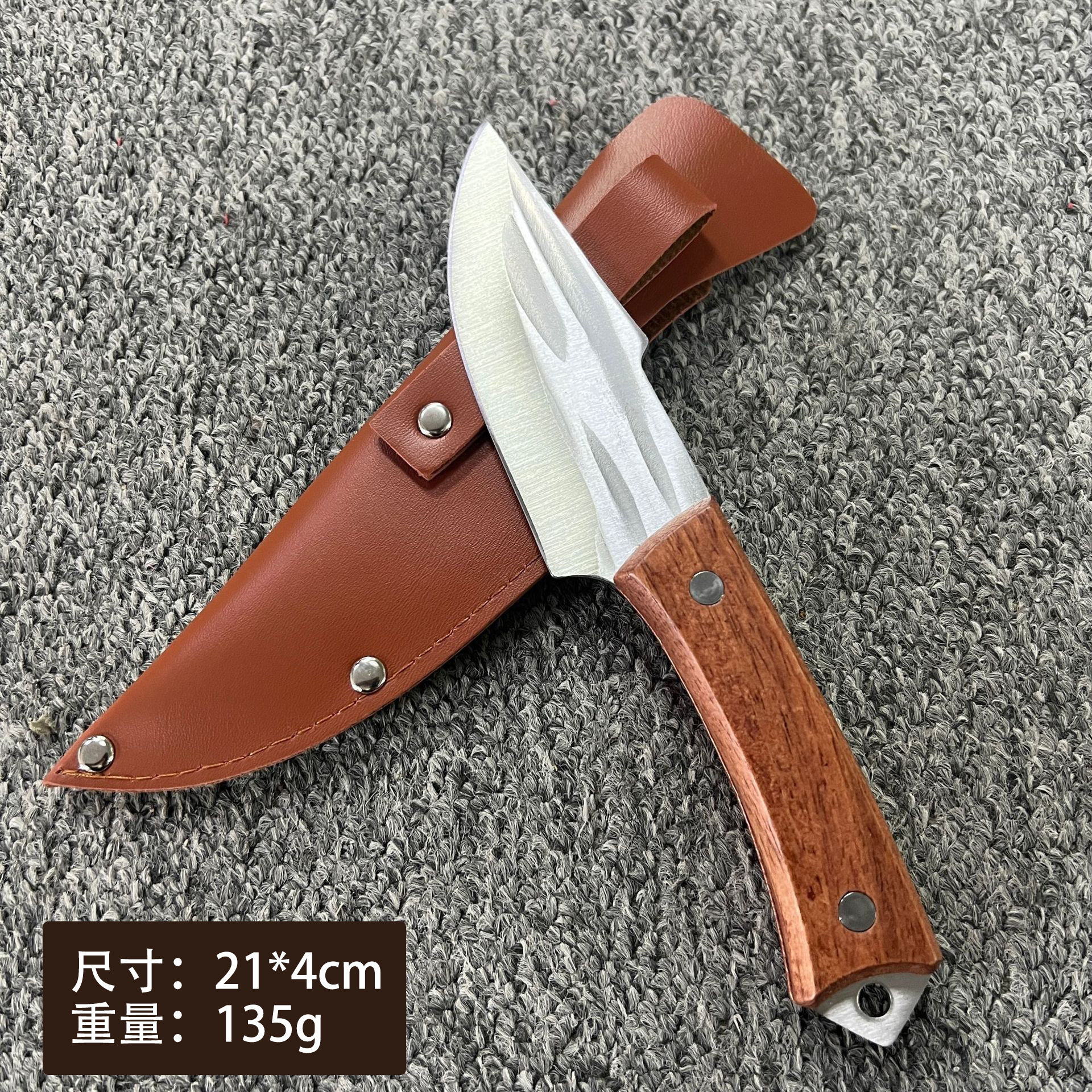 Cuchillo de carne de grano frío (incluido el estuche de cuero) Diverso Madera