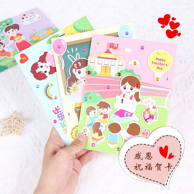 Three dimensional cartoon postcard for students, DIY, Birthday gift