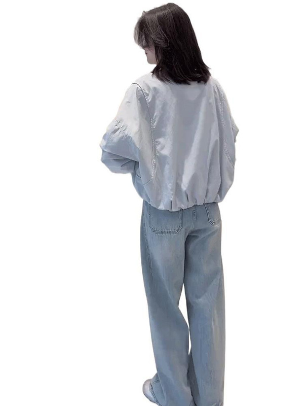 圆领休闲纯色短款棒球服外套女春季新款小个子简约感夹克上衣|undefined