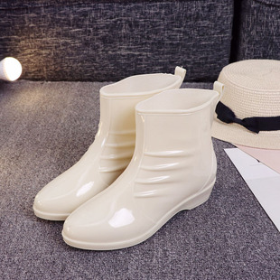 Cross-Border fashion Korean style women's rain boots European and American style mid-calf rain boots Women's adult non-slip wear-resistant waterproof rubber shoes